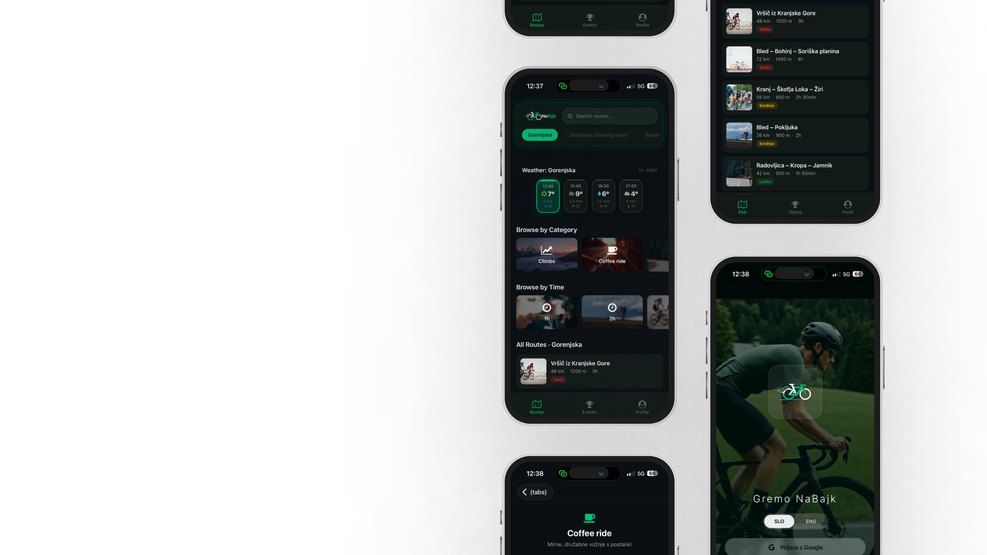 NaBajk app screenshots